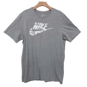 Nike The Nike Tee Mens Large Gray Swoosh Athletic Cut Graphic Print Crew Neck